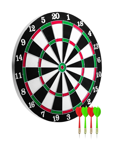 12 İnç Ahşap Dart Tahtası 4 Adet Metal Uçlu Dart Oku Dahil