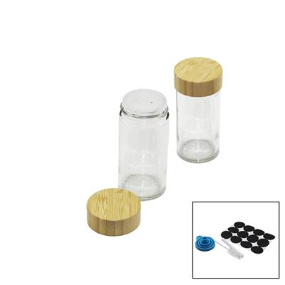 12 PCS TAKIM YUVARLAK CAM BAHARATLIK - TUZLUK BAMBU KAPAKLI (3936)