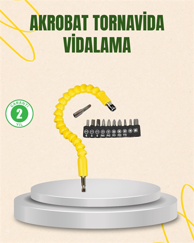 12 Parça Akrobat Vidalama Uç Seti Esnek Dar Alan Kullanım