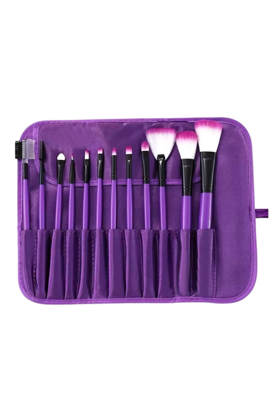 12 Parça Makyaj Fırça Seti Profesyonel Fondöten Allık Far Kontür Fırçası
