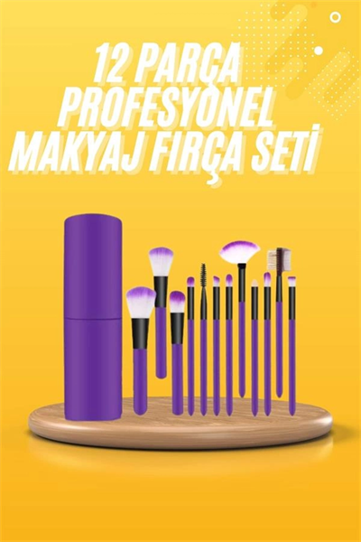 12 Parça Makyaj Fırçası Yumuşak Kıllı Profesyonel Fırça Seti Yüksek Kaliteli Pürüzsüz