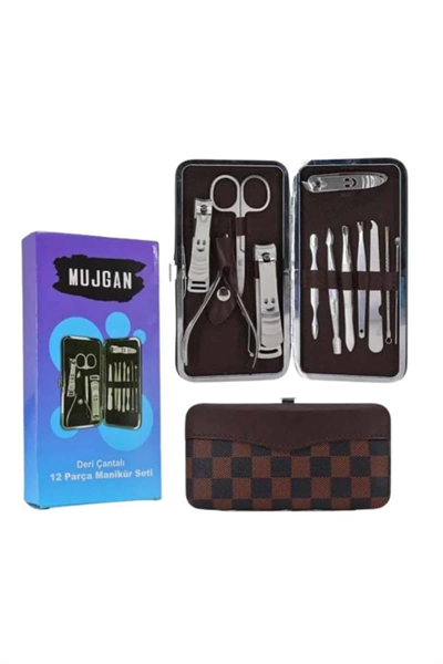 12 Parça Manikür Pedikür Seti Özel Deri Çanta El Ayak Bakımı Akne ve Sivilce Temizleme