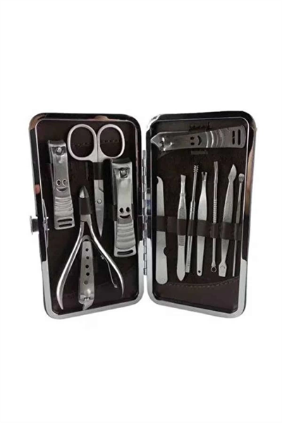 12 Parça Manikür Pedikür Seti Özel Deri Çanta El Ayak Bakımı Akne ve Sivilce Temizleme