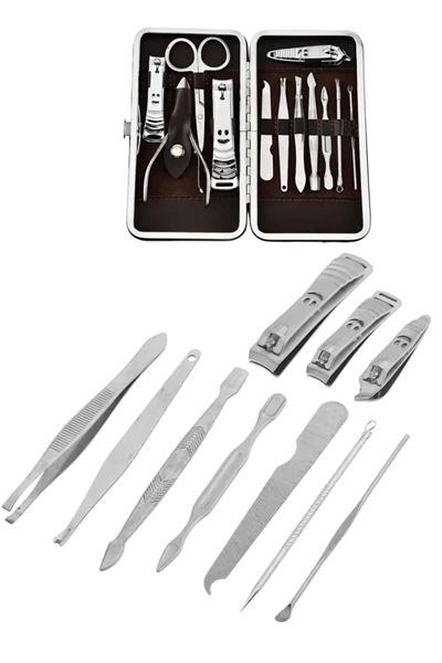 12 Parça Manikür Pedikür Seti Tırnak Bakımı Nasır Temizleme El Ayak Bakımı