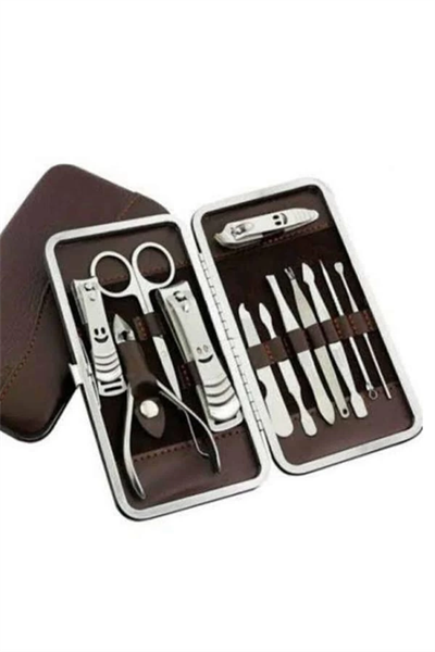 12 Parça Paslanmaz Çelik Kompakt ve Taşınabilir Manikür Makası Tırnak Makası