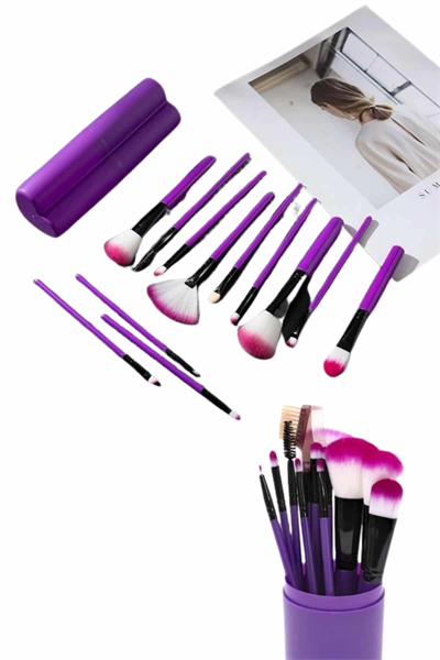 12 Parça Profesyonel Makyaj Fırçası Far Fırçası Allık Fırçası Yumuşak Kıllı