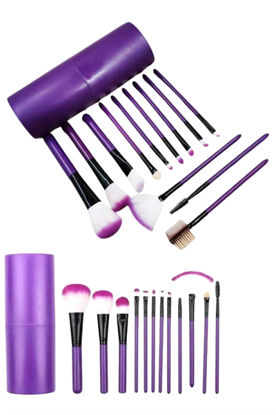 12 Parça Yumuşak Uçlu Makyaj Fırça Set-Göz ve Yüz Makyajı İçin Fırça Seti Profesyonel Makyaj Seti