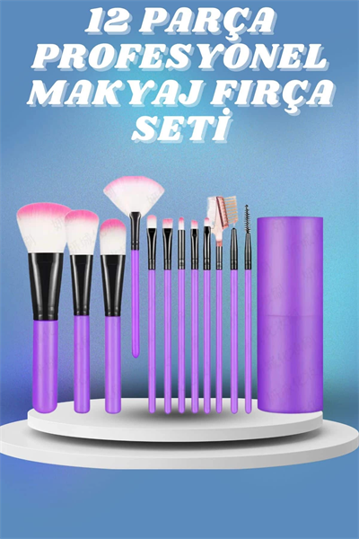 12 Parça Yumuşak Uçlu Makyaj Fırça Set-Göz ve Yüz Makyajı İçin Fırça Seti Profesyonel Makyaj Seti