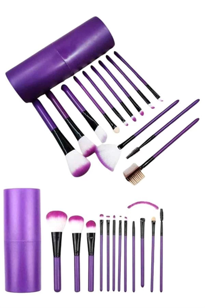 12 Parça Yumuşak Uçlu Makyaj Fırça Set-Göz ve Yüz Makyajı İçin Fırça Seti Profesyonel Makyaj Seti