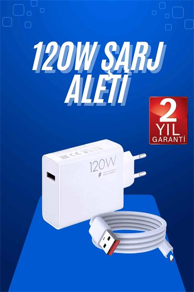 120 Watt Turbo Hızlı Şarj Aleti Seti Hızlı Şarj Adaptörü Beyaz