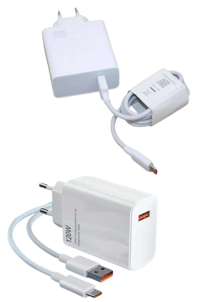 120 Watt Turbo Hızlı Şarj Aleti Seti Hızlı Şarj Adaptörü Beyaz