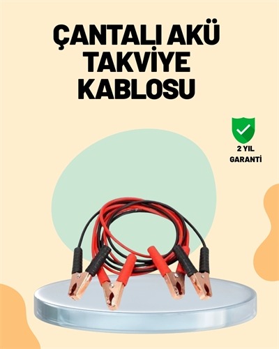 1200 Amper Jumper Kablo 2 Metre Bakır Uçlu Araç Takviye Seti