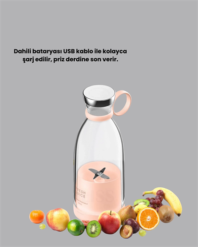 1200mAh Şarjlı, Hafif ve Pratik Taşınabilir Blender