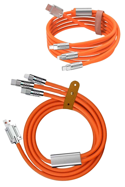120W 3 İn 1 Uyumlu Silikon Şarj Kablosu Hızlı Şarj Kablosu