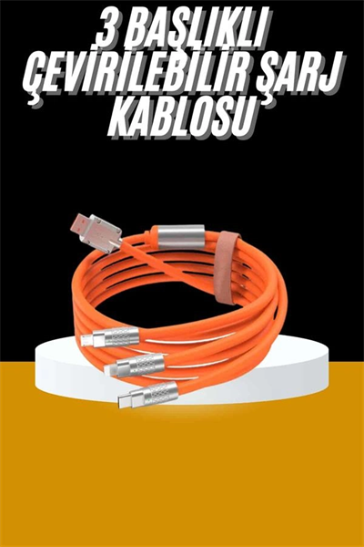 120W 3 İn 1 Uyumlu Silikon Şarj Kablosu Hızlı Şarj Kablosu