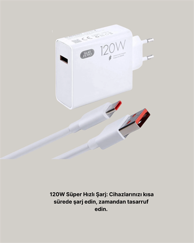 120W Güçlü Hızlı Şarj Adaptörü ve Type-C Kablo Seti – Güvenli Şarj Teknolojisi