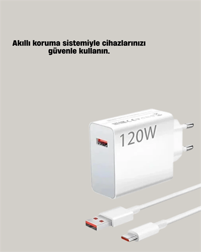 120W Mi Turbo Akıllı Tanıma Çipli Hızlı Şarj Cihazı Taşınabilir ve Dayanıklı