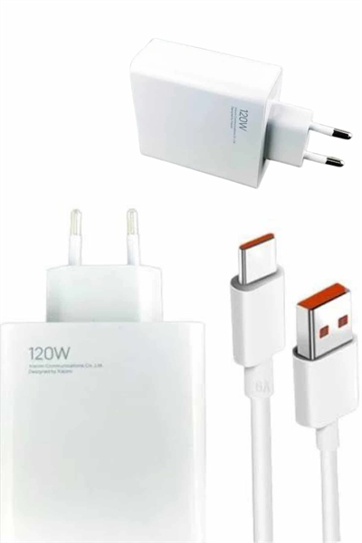 120W Şarj Aleti Hızlı Çift Turbo Şarj Aleti Seti Beyaz