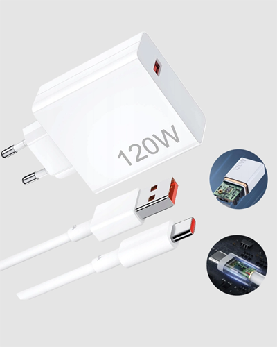 120W Süper Hızlı Şarj Adaptörü – Type-C Kablo Dahil, Yüksek Voltaj Korumalı
