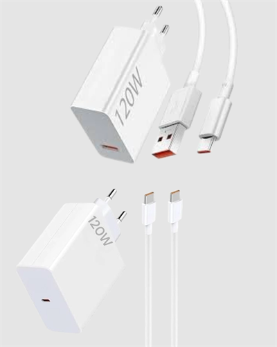 120W Süper Hızlı Şarj Adaptörü – Type-C Kablo Dahil, Yüksek Voltaj Korumalı