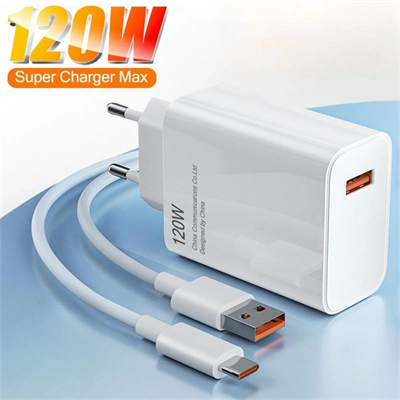 120W Turbo Saniye Göstergeli Hızlı Şarj Aleti Adaptör Kablo Set (MARKASİZ)