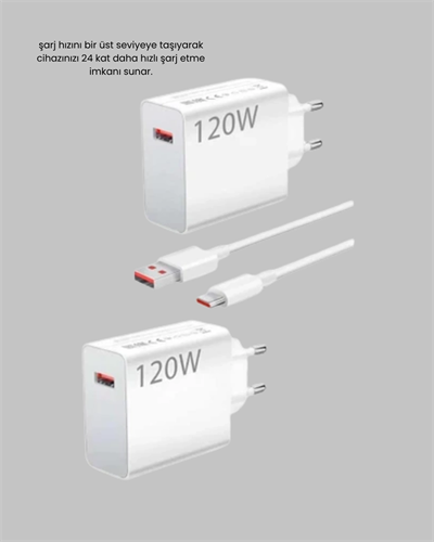 120W Ultra Hızlı Şarj Adaptörü USB-C Destekli Güçlü Şarj Teknolojisi