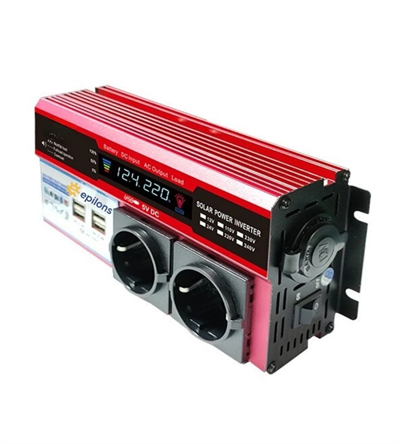 12V 2000W Modifiye Sinus İnverter Araç ve Güneş Enerjisi Uyumlu, Çift USB, Çift Priz ve Çakmaklık