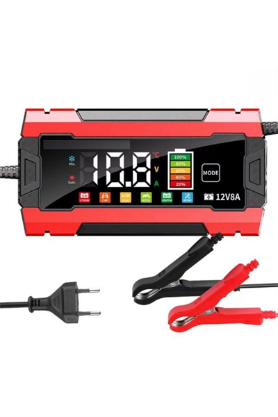 12V 8A Akıllı Akü Şarj Cihazı 12V 8A LCD Ekranlı Pulse Repair Otomatik Akü Şarj & Desülfatör