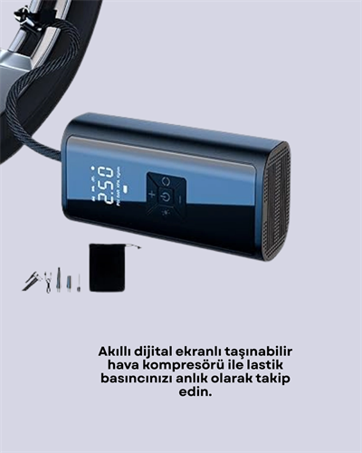 12V Uyumlu Çok İşlevli Akıllı Araç Lastik Pompası Yeni Nesil