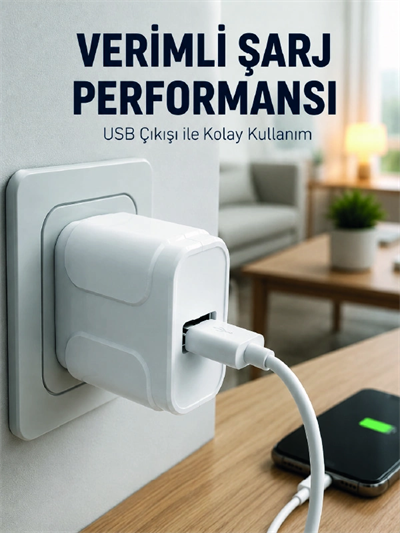 12W USB Şarj Adaptörü Ev ve Ofis Kullanımına Uygun