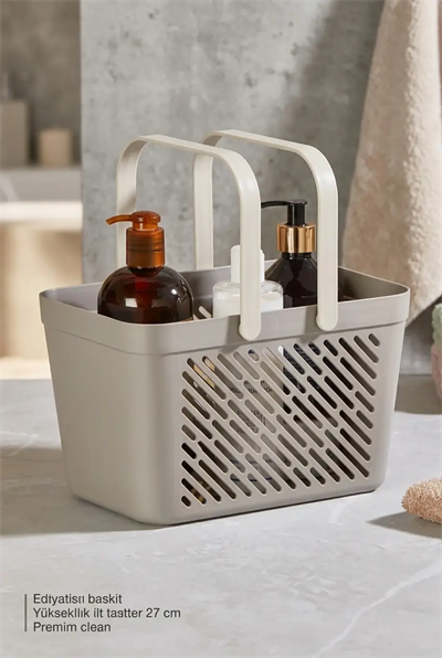 12li Gri Çok Amaçlı Kulplu Sepet Mutfak Banyo Organizer Ekonomik Set