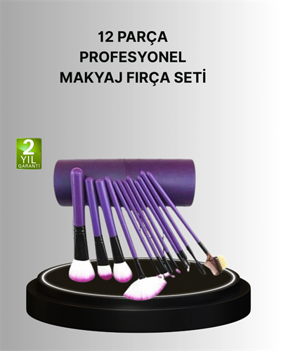 12’li Makyaj Fırça Seti Fondöten Allık Far Karıştırma İçin Tam Uyumlu