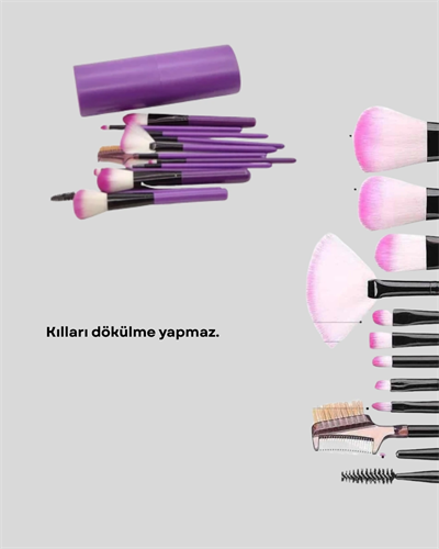 12li Makyaj Fırça Seti Yumuşak Kıllı Profesyonel Kullanıma Uygun