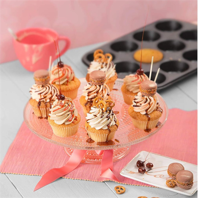 12li Muffin Kek Kalıbı - Metal - Siyah