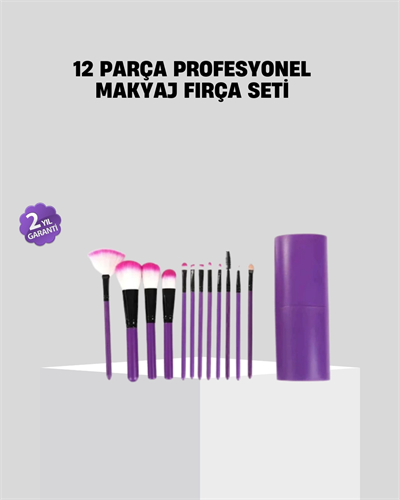 12’li Profesyonel Makyaj Fırça Seti Ultra Yumuşak Sentetik Kıllı