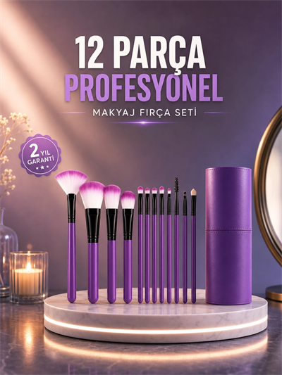 12’li Profesyonel Makyaj Fırça Seti Ultra Yumuşak Sentetik Kıllı