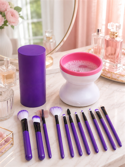 12’li Profesyonel Makyaj Fırçası ve Elektrikli Fırça Yıkama Cihazı Pratik Temizleme ve Makyaj Seti