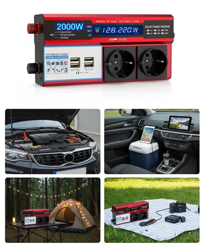 12v 2000w Modifiye Sinüs İnverter Araç Ve Güneş Enerjisi Uyumlu, Çift Usb, Çift Priz Ve Çakmaklık Eco Lounge