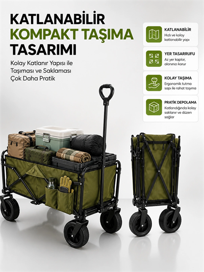 130 KG Taşıma Kapasiteli Katlanabilir Wagon Taşıma Arabası