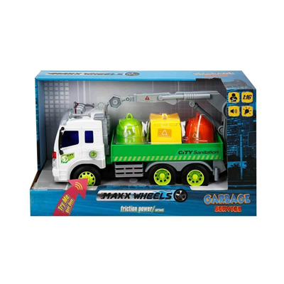 13078 1:16 Maxx Wheels Sesli ve Işıklı Geri Dönüşüm Kamyonları