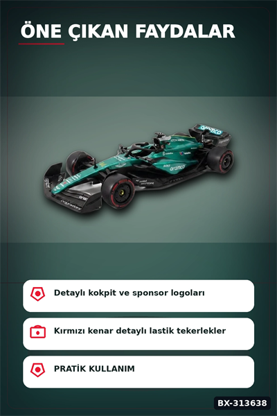 1:32 Aston Martin F1 Metal Diecast Model Araba - Çek Bırak Oyuncak, Koleksiyon BX-313638