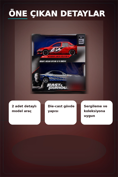 1:32 Diecast Metal 13 cm Araba Modeli - 2006 Mitsubishi Lancer IX ve Nissan Skyline GTR BX-313395