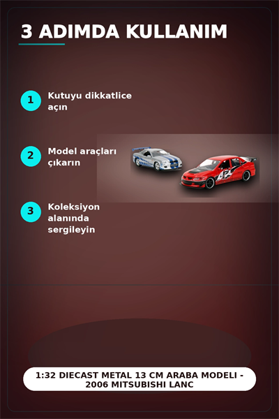 1:32 Diecast Metal 13 cm Araba Modeli - 2006 Mitsubishi Lancer IX ve Nissan Skyline GTR BX-313395