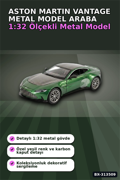 1:32 Metal Aston Martin Vantage Çek Bırak Araba - Diecast Model, Koleksiyonluk Oyuncak BX-313509