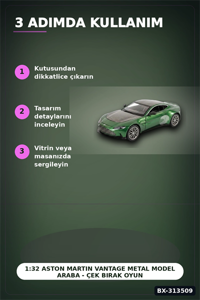 1:32 Metal Aston Martin Vantage Çek Bırak Araba - Diecast Model, Koleksiyonluk Oyuncak BX-313509