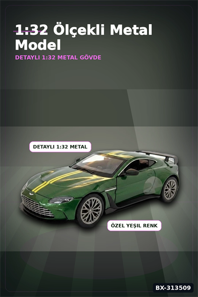 1:32 Metal Aston Martin Vantage Çek Bırak Araba - Diecast Model, Koleksiyonluk Oyuncak BX-313509