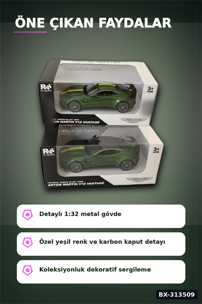 1:32 Metal Aston Martin Vantage Çek Bırak Araba - Diecast Model, Koleksiyonluk Oyuncak BX-313509