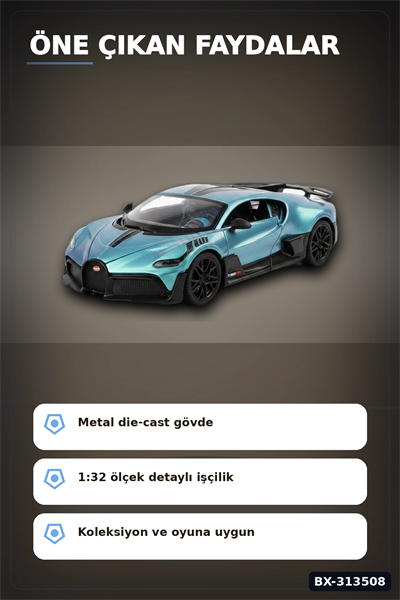 1:32 Ölçek Bugatti Divo Metal Diecast Model Araba - Çek Bırak Özellikli, Lisanslı BX-313508