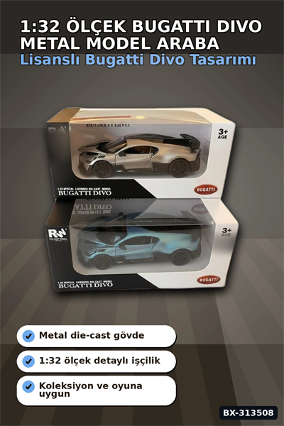 1:32 Ölçek Bugatti Divo Metal Diecast Model Araba - Çek Bırak Özellikli, Lisanslı BX-313508