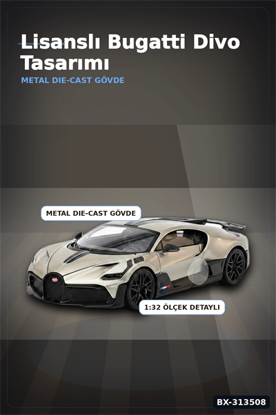 1:32 Ölçek Bugatti Divo Metal Diecast Model Araba - Çek Bırak Özellikli, Lisanslı BX-313508
